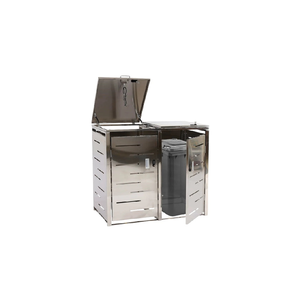 ステンレス製ゴミ収納ボックス - 屋外使用、廃棄物管理用 - サイズ 70 x 50 x 100